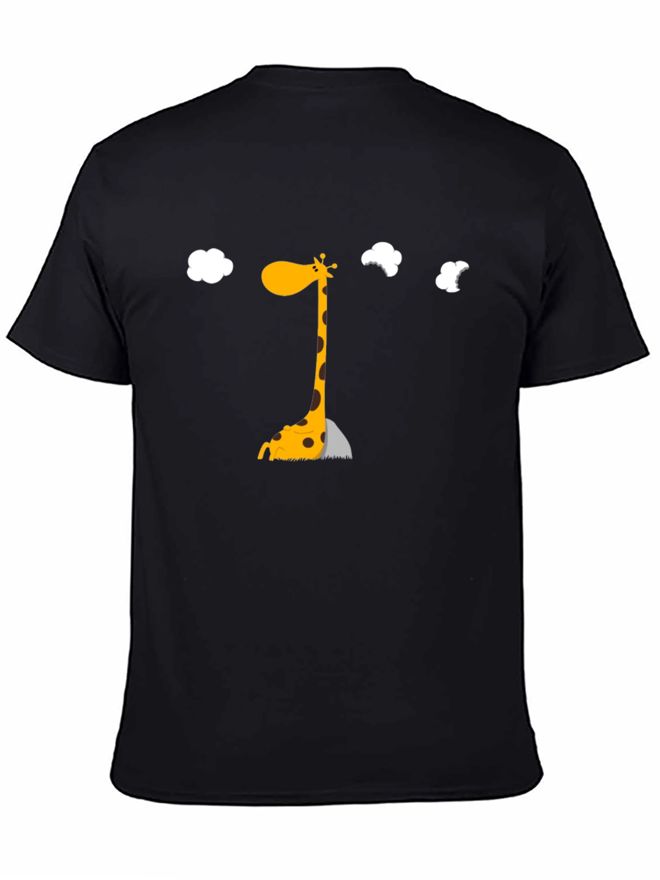 Giraffe Cartoon Graphic Black T-Shirt