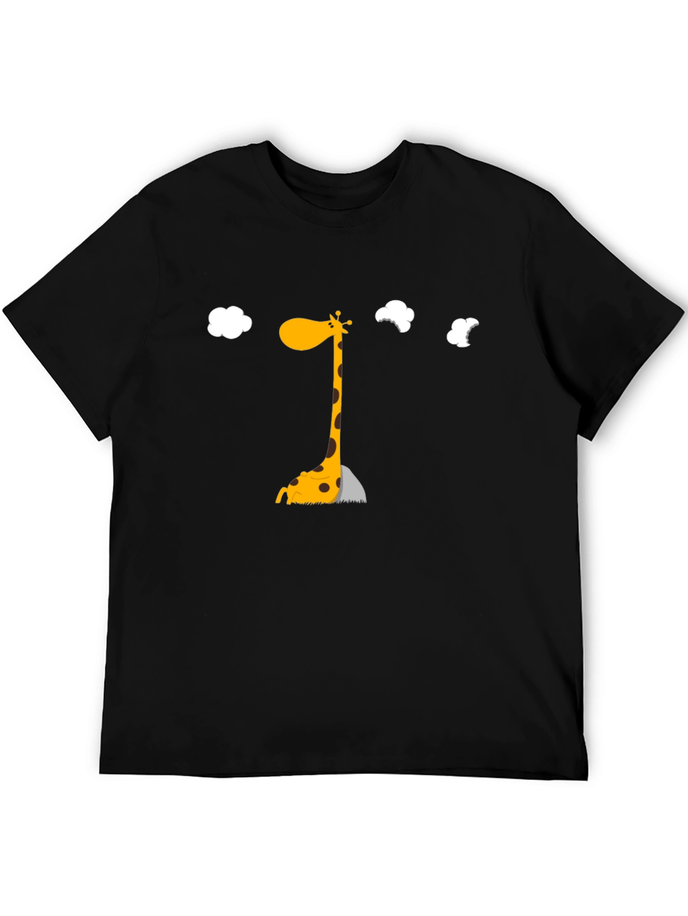 Giraffe Cartoon Graphic Black T-Shirt