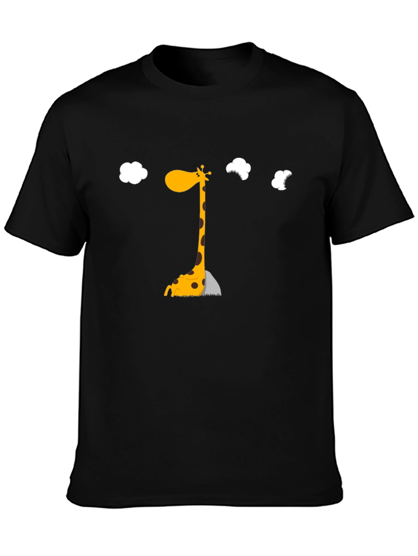 Giraffe Cartoon Graphic Black T-Shirt