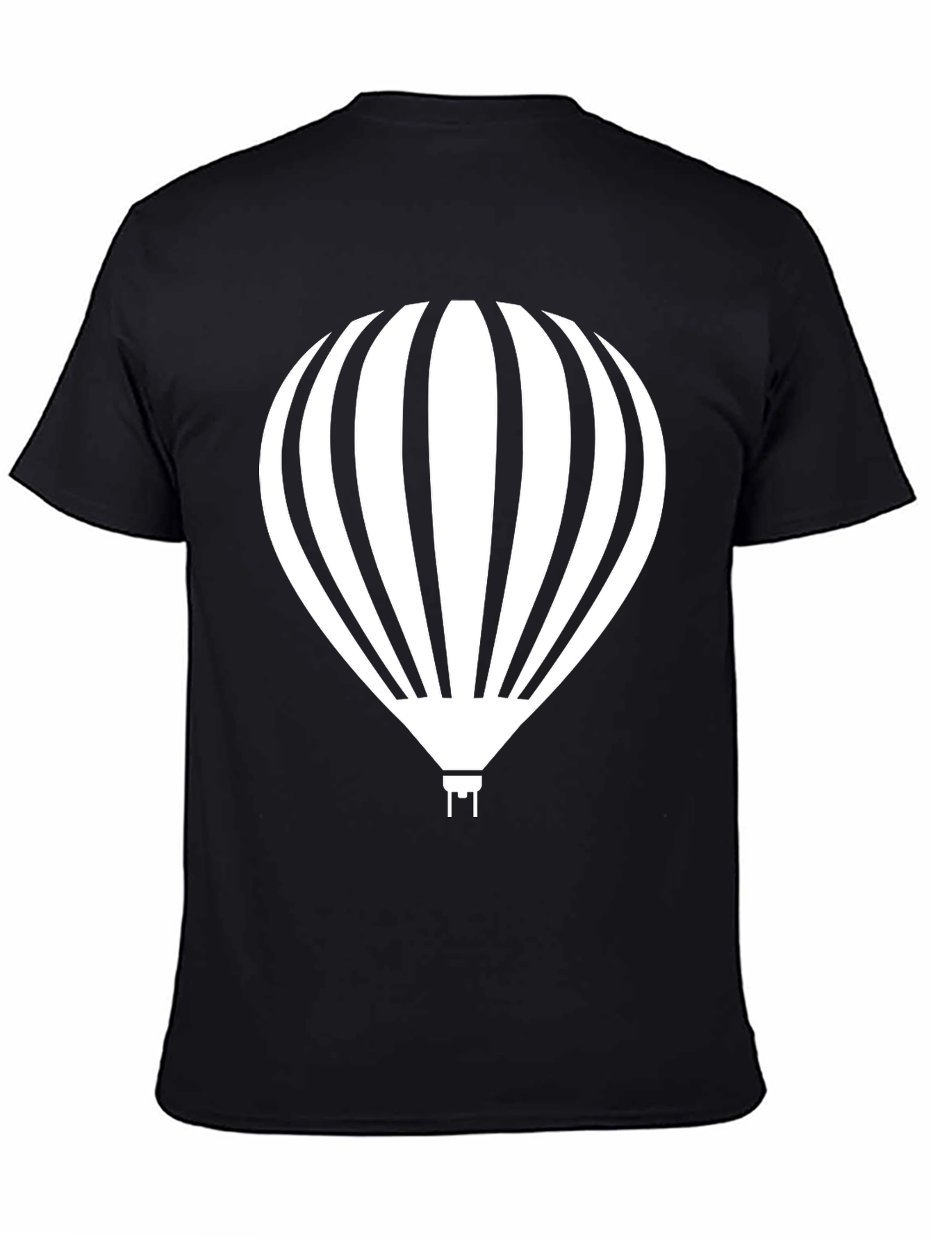 Hot Air Balloon Graphic Tee - Black Cotton Shirt