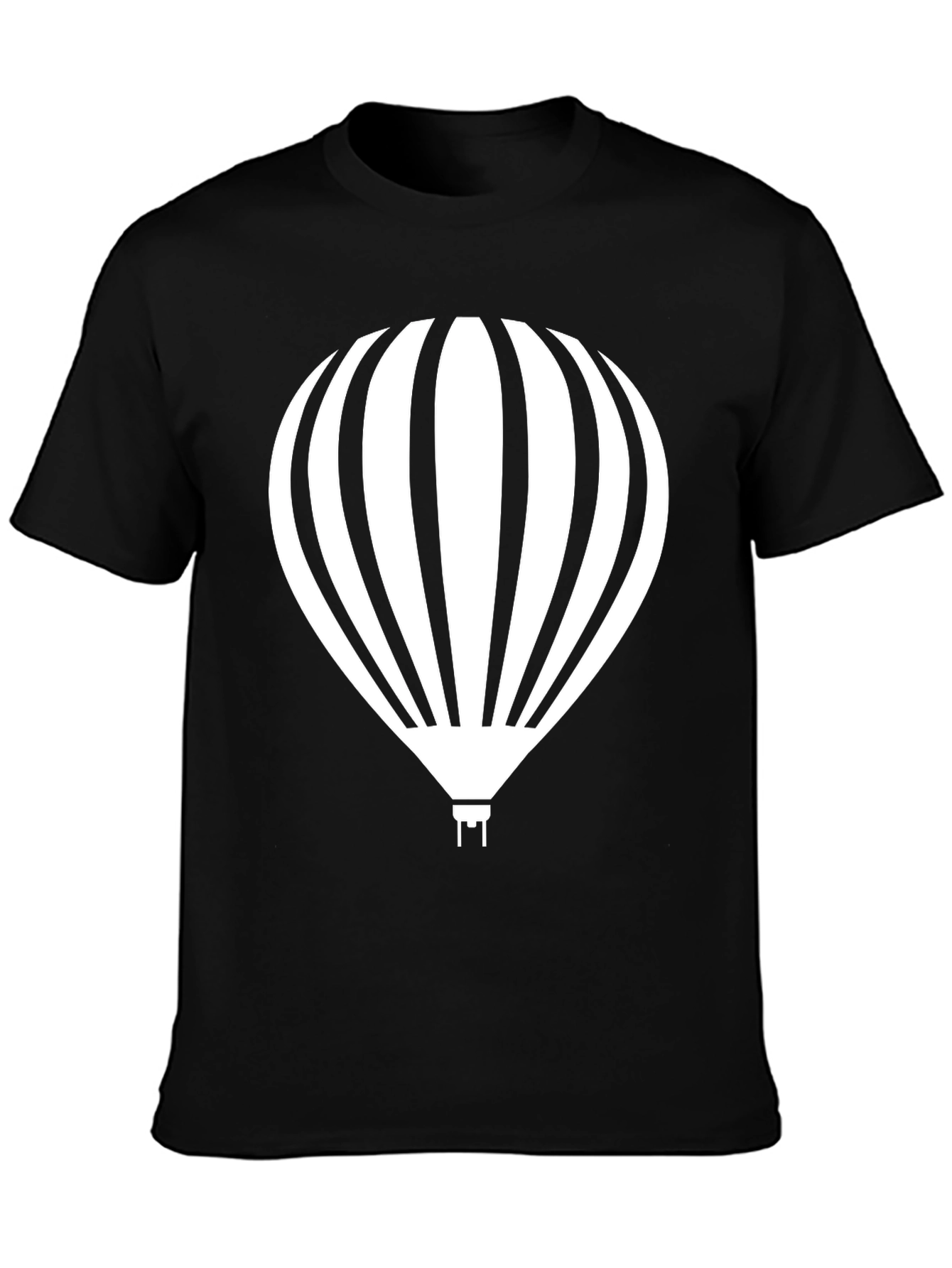 Hot Air Balloon Graphic Tee - Black Cotton Shirt