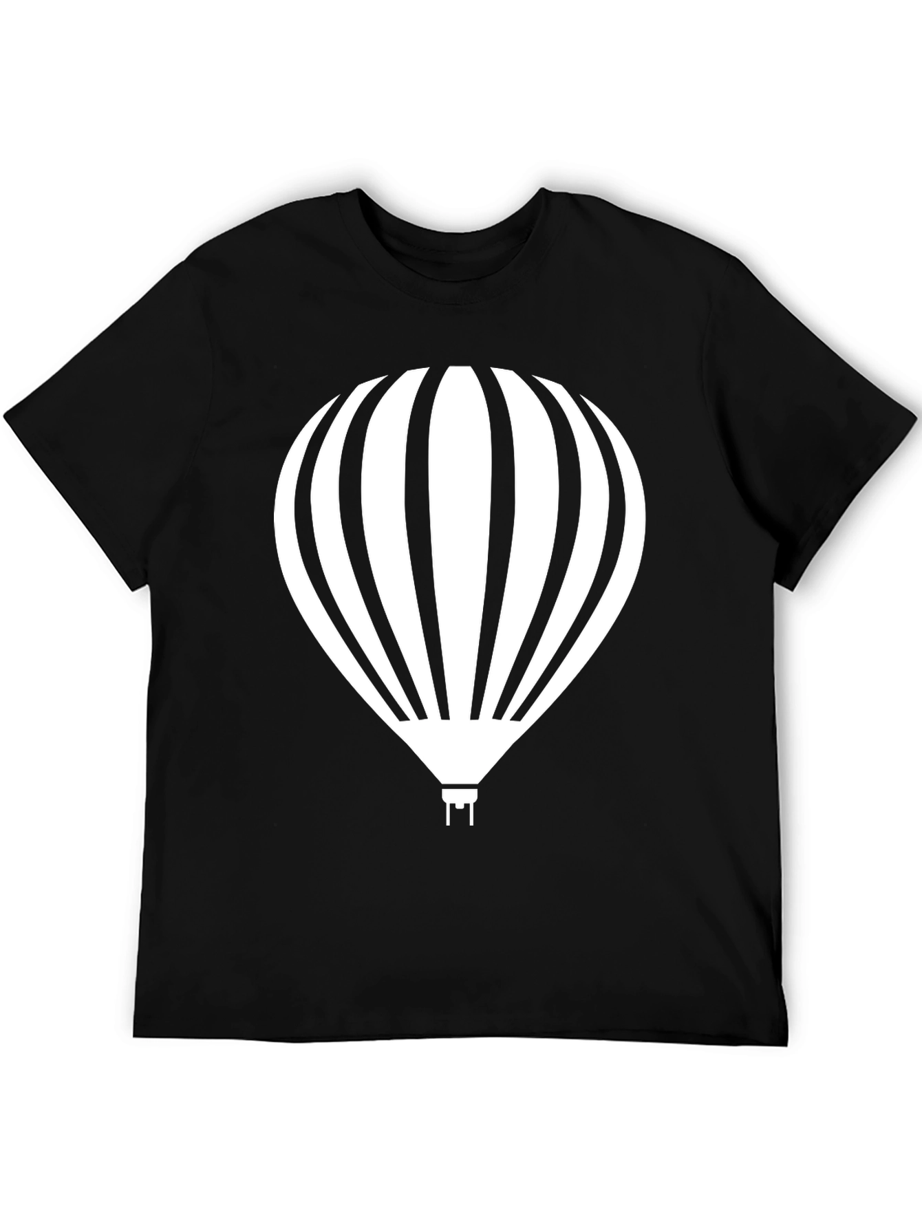 Hot Air Balloon Graphic Tee - Black Cotton Shirt