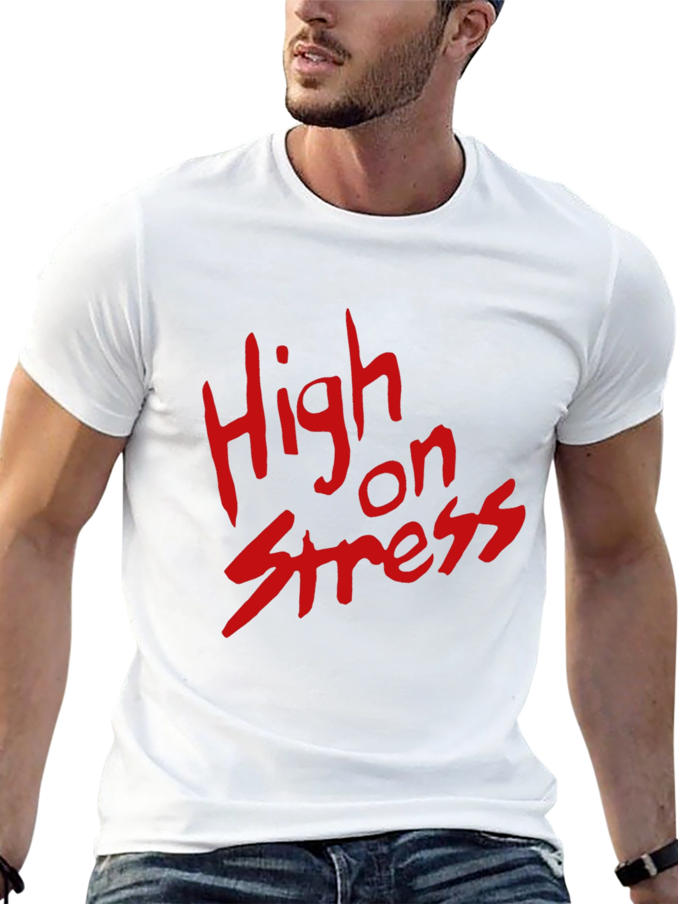 High on Stress T-Shirt - Bold Red Graphic Tee
