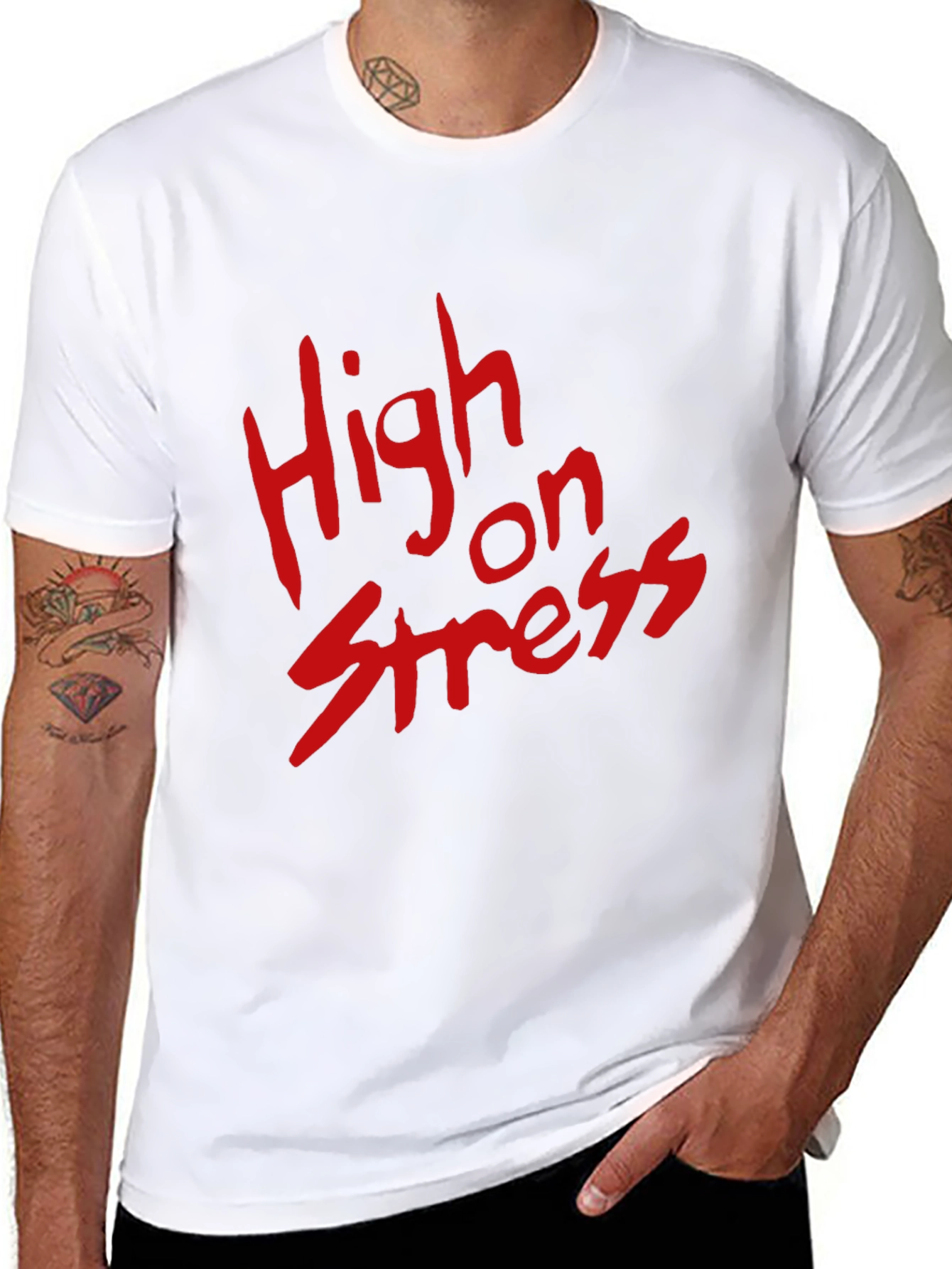 High on Stress T-Shirt - Bold Red Graphic Tee