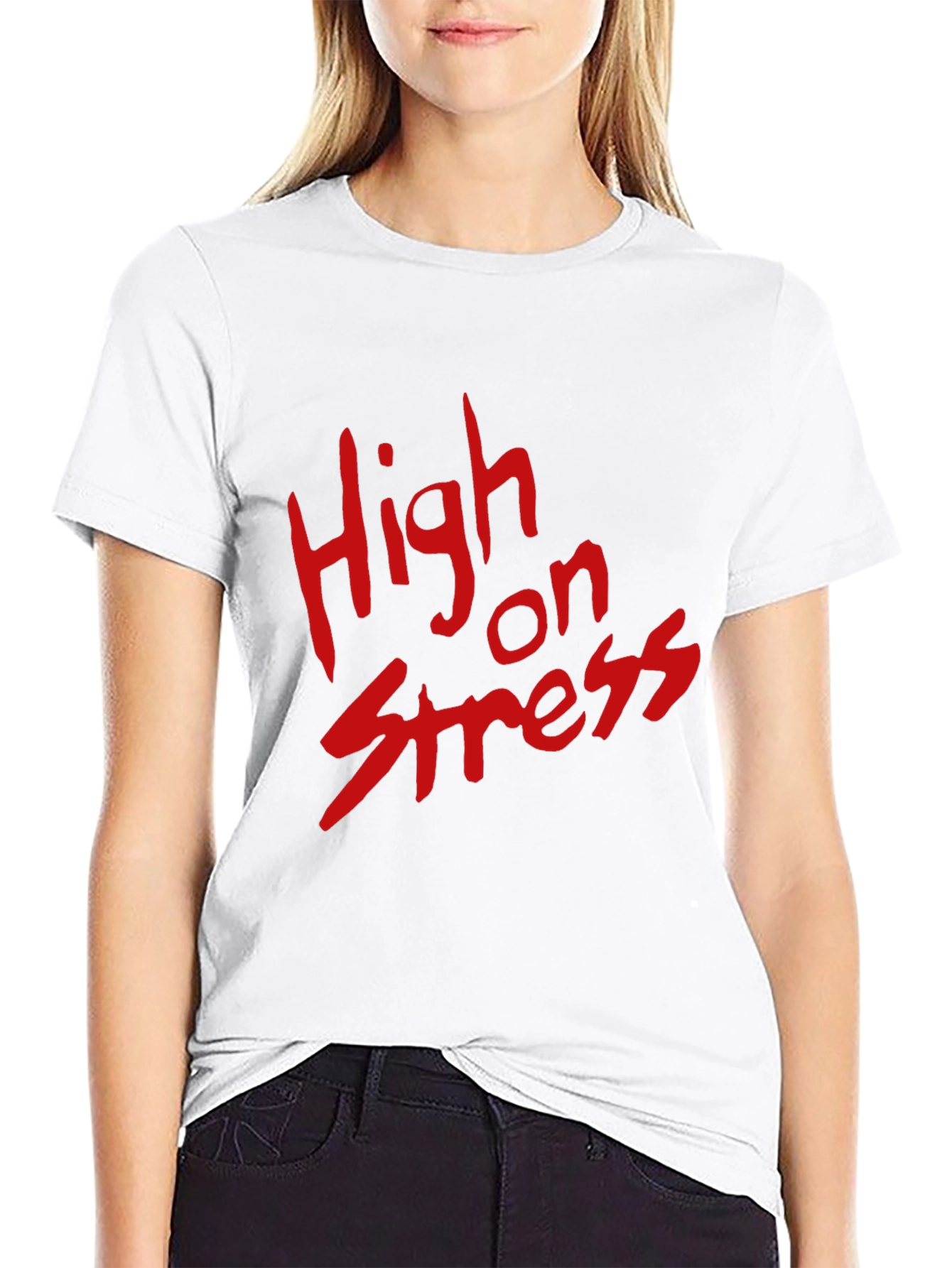 High on Stress T-Shirt - Bold Red Graphic Tee