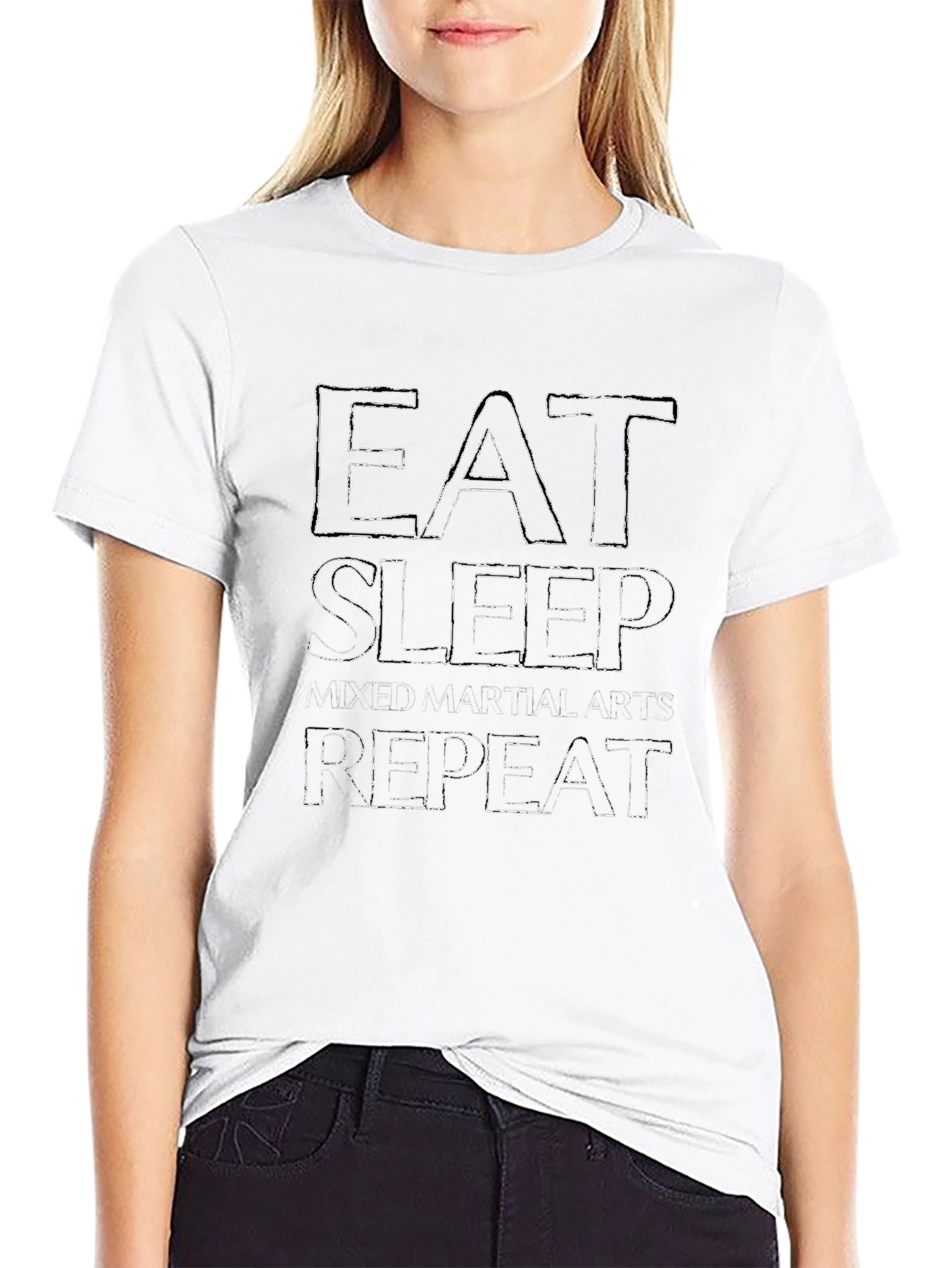 Eat Sleep MMA Repeat Black Graphic Tee