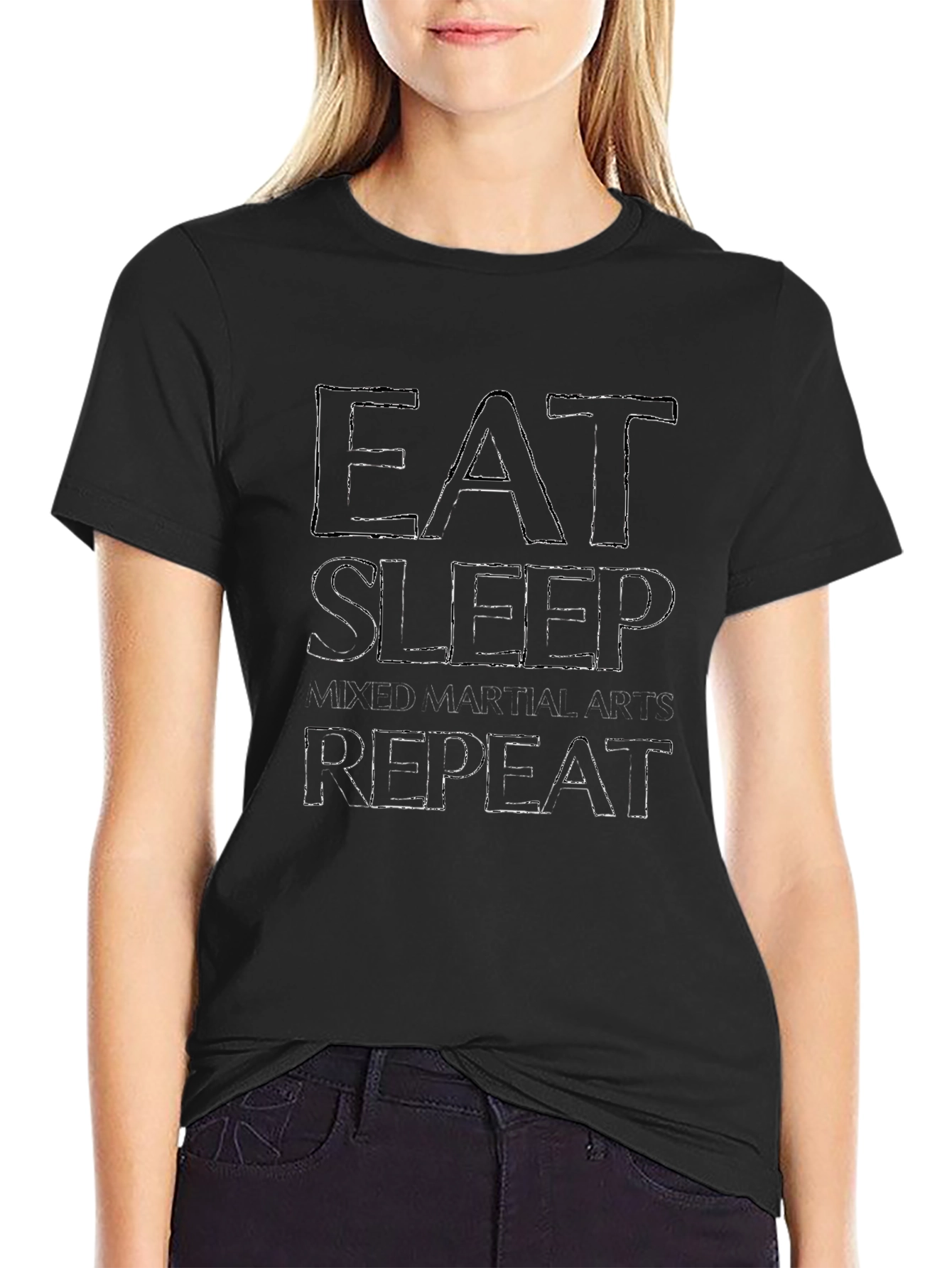 Eat Sleep MMA Repeat Black Graphic Tee