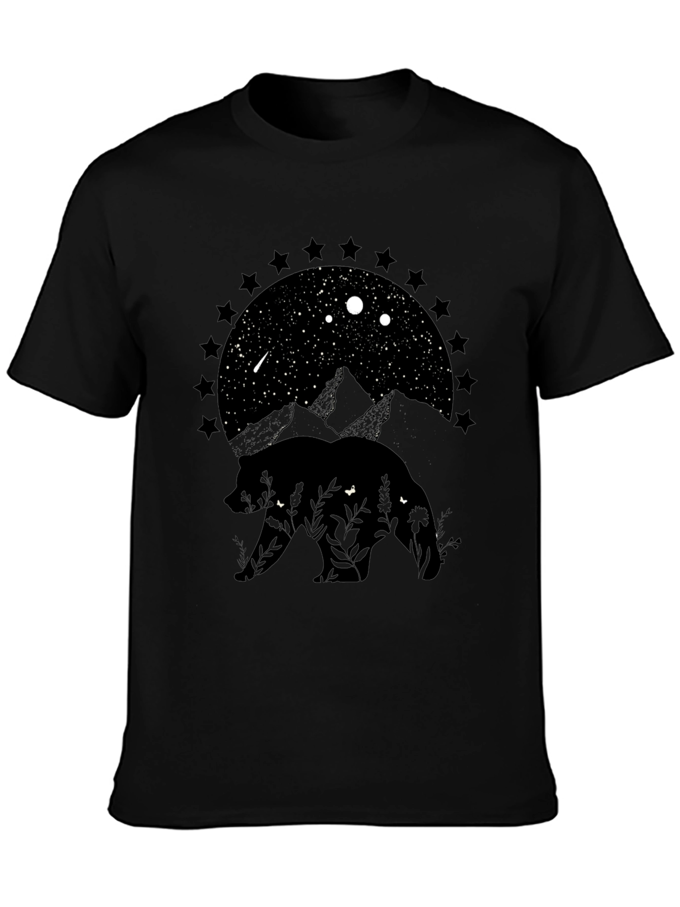 Nature Bear Graphic Tee - Black