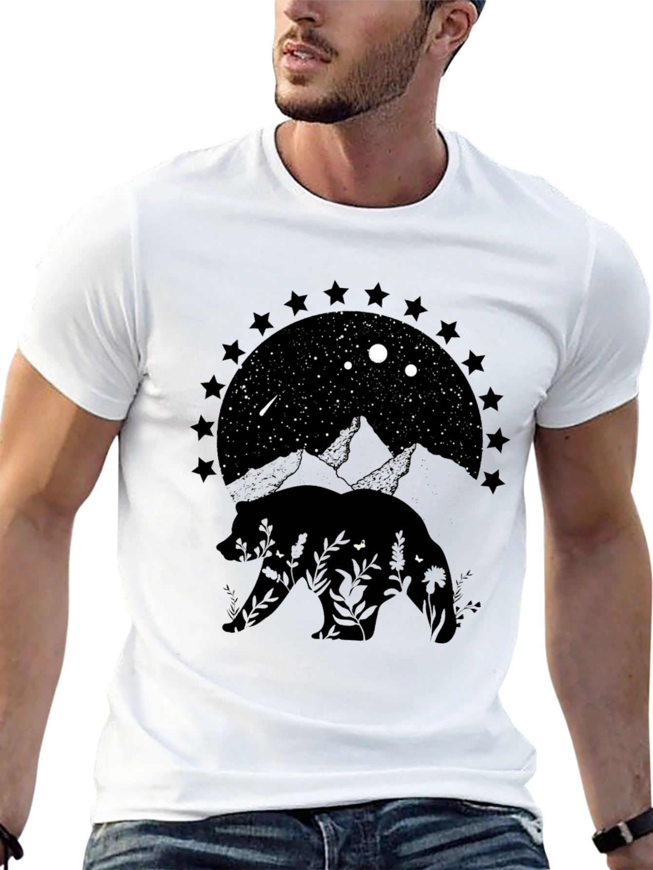 Nature Bear Graphic Tee - Black