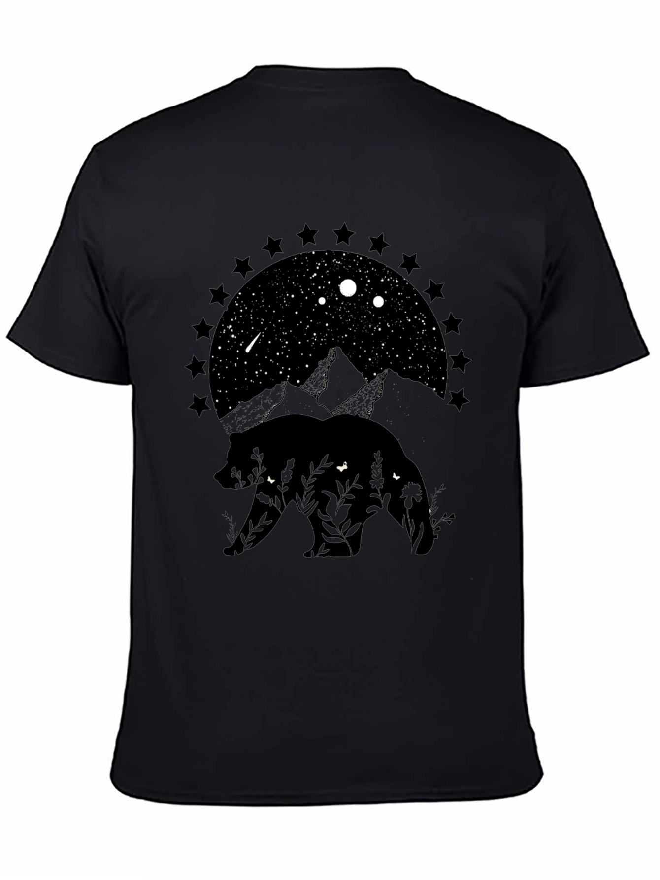 Nature Bear Graphic Tee - Black