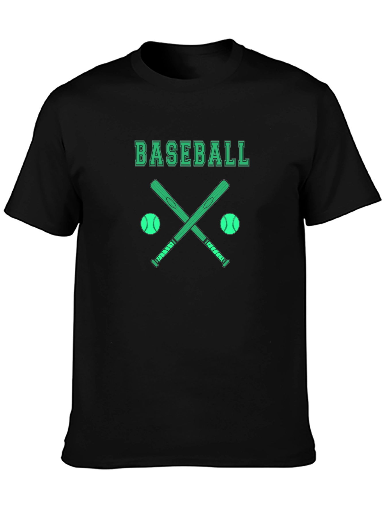 Baseball Graphic T-Shirt - Black Cotton Tee