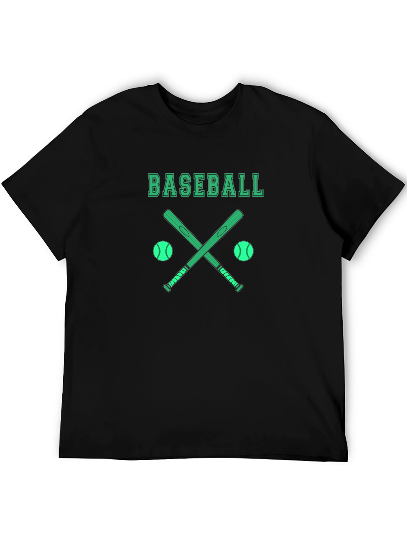 Baseball Graphic T-Shirt - Black Cotton Tee