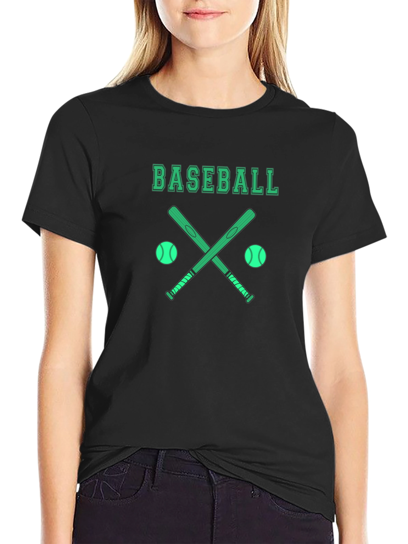 Baseball Graphic T-Shirt - Black Cotton Tee