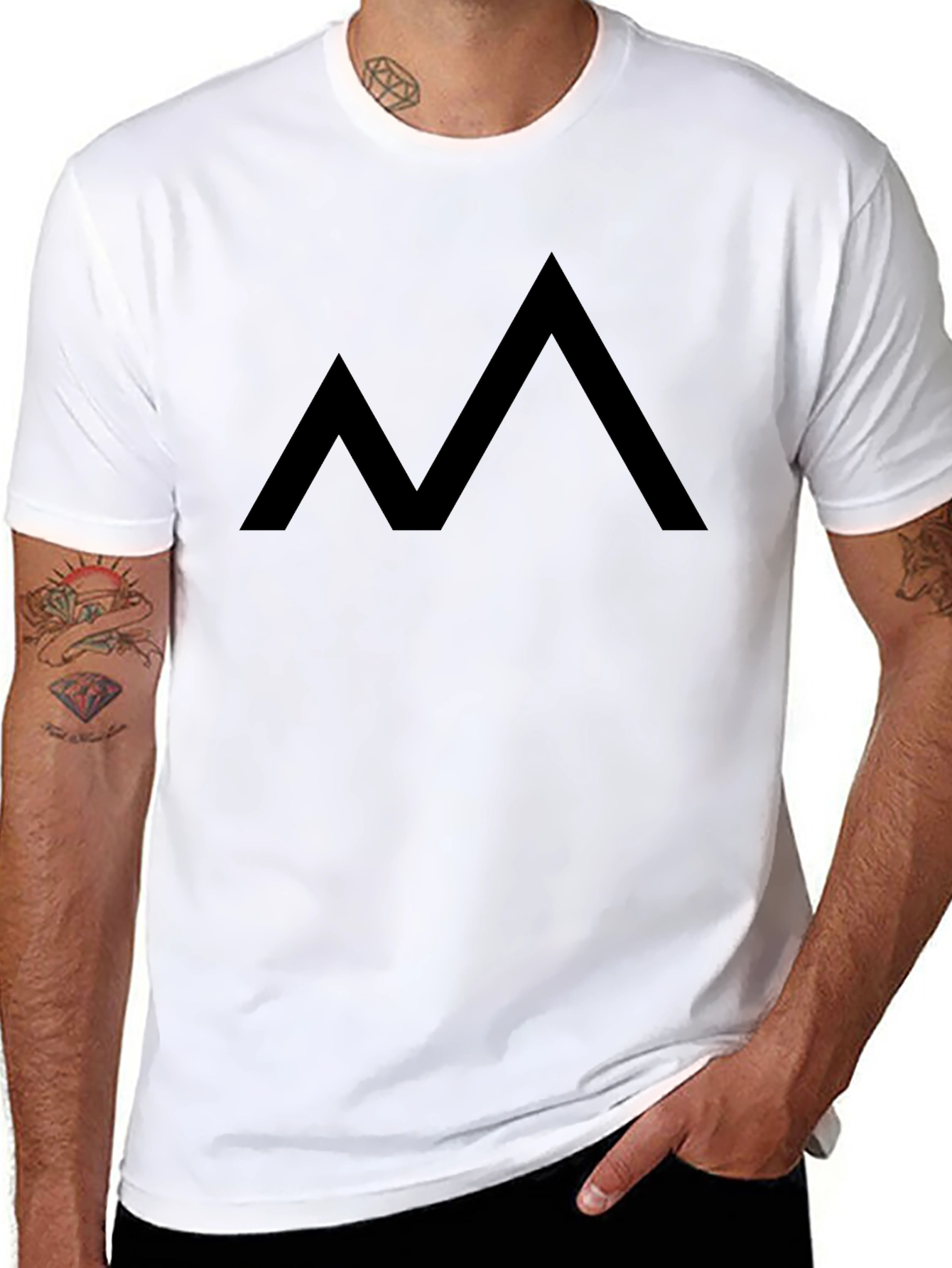 Minimalist Mountain Peak Graphic Tee - Black
