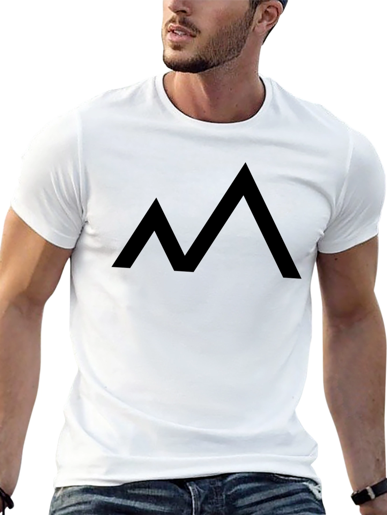 Minimalist Mountain Peak Graphic Tee - Black