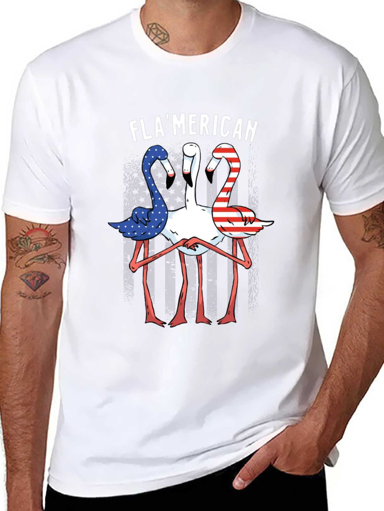 Flamerican Flamingo Graphic Tee