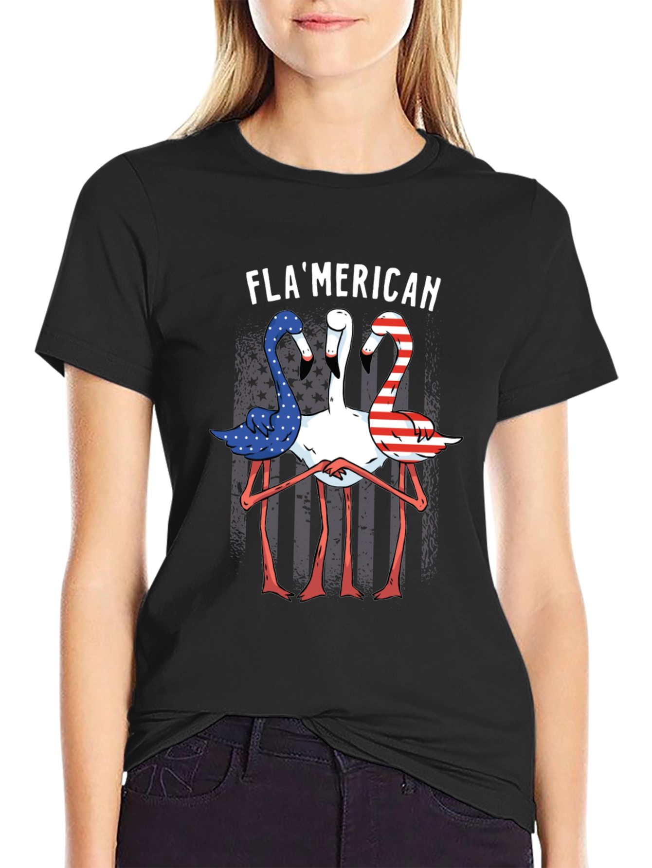 Flamerican Flamingo Graphic Tee