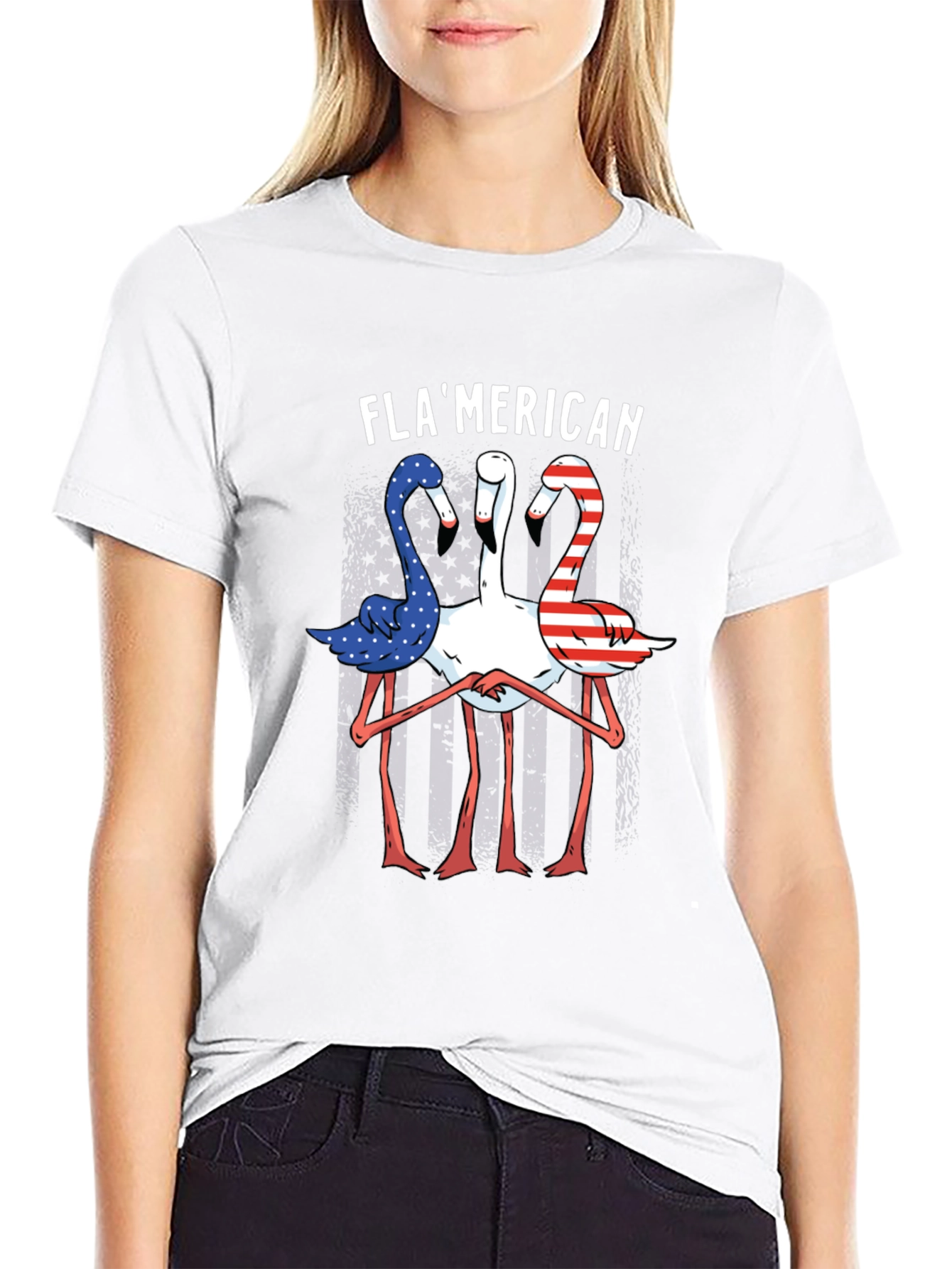 Flamerican Flamingo Graphic Tee