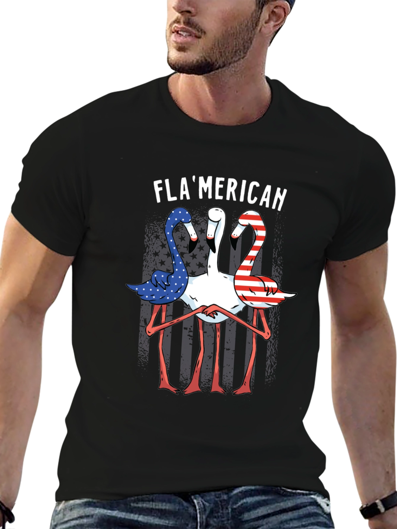 Flamerican Flamingo Graphic Tee