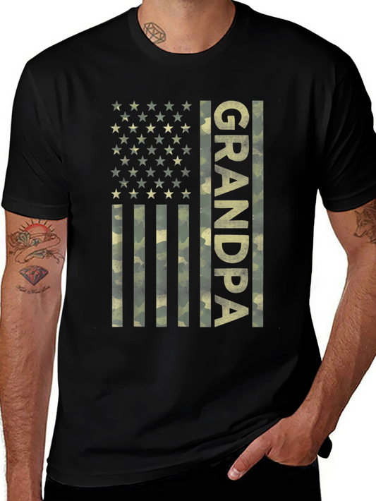Grandpa Camo American Flag T-Shirt