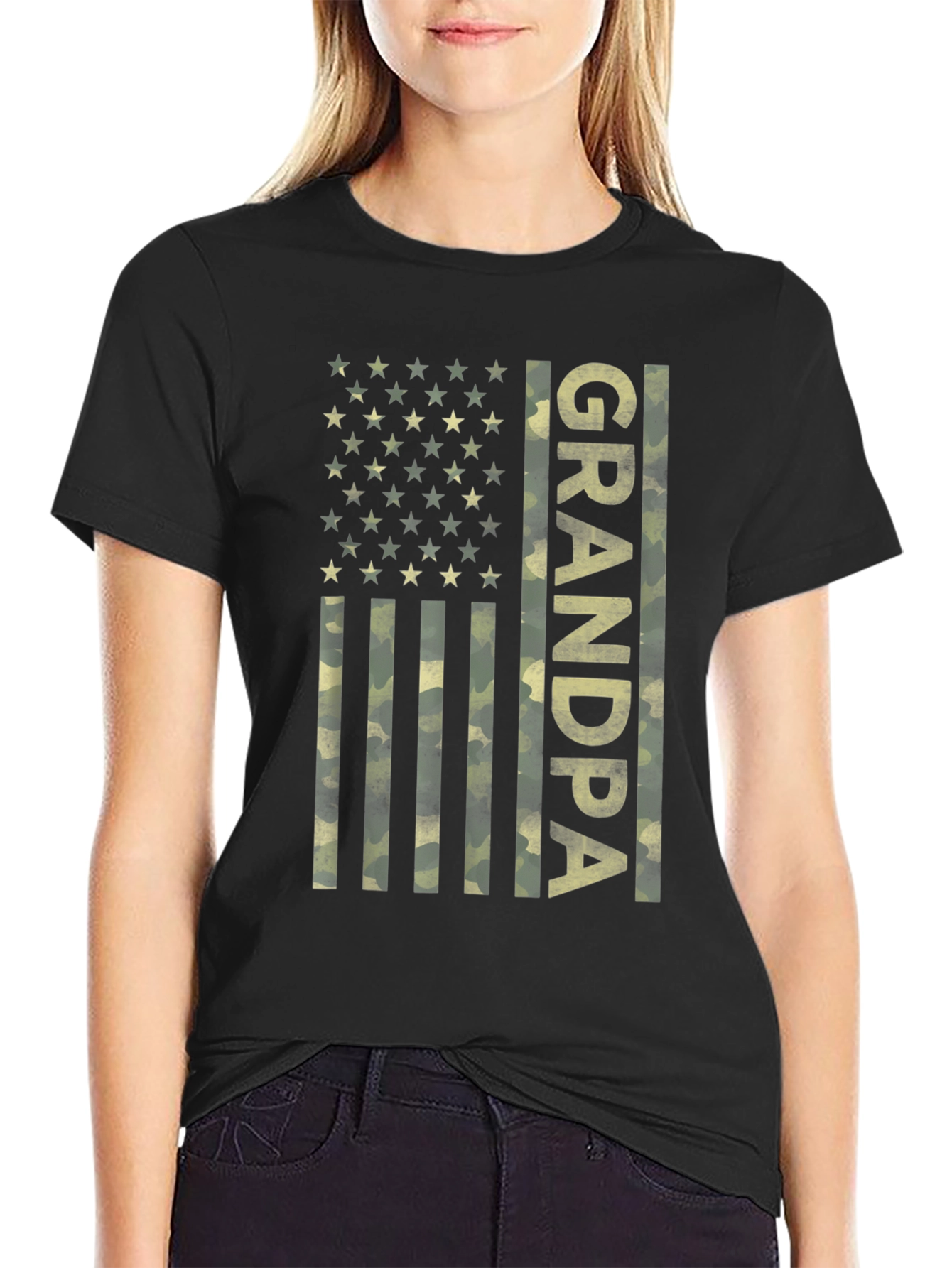 Grandpa Camo American Flag T-Shirt