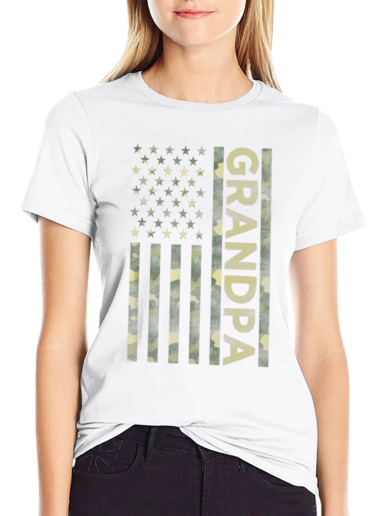 Grandpa Camo American Flag T-Shirt