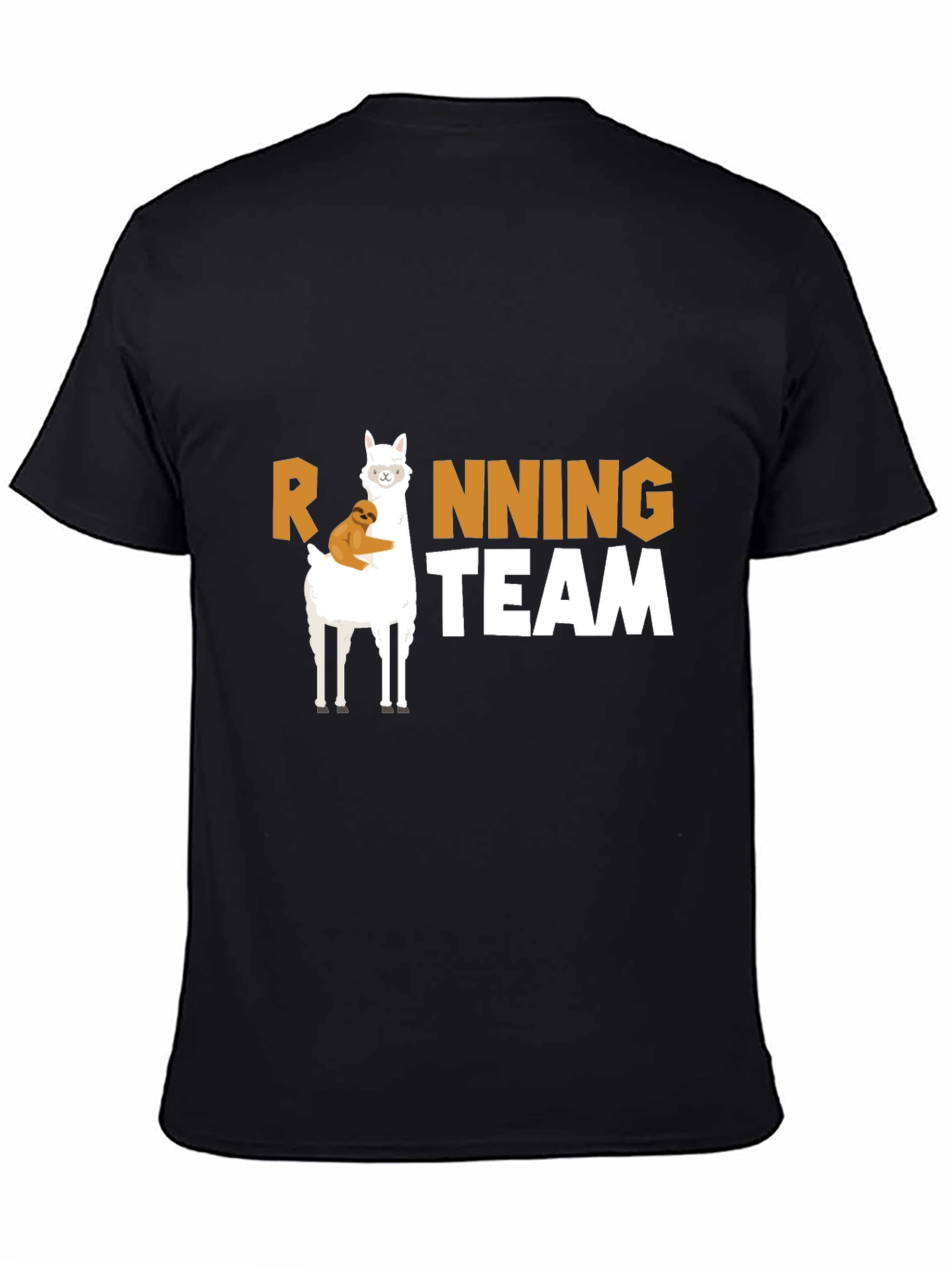 Llama & Sloth Running Team Black T-Shirt