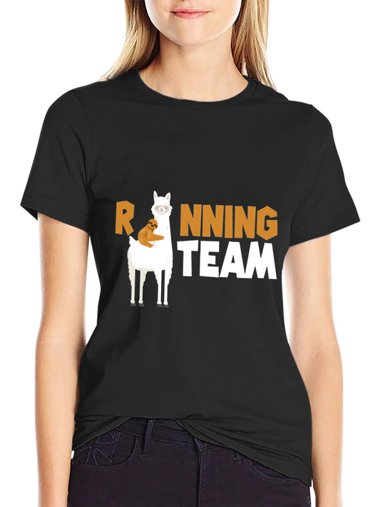 Llama & Sloth Running Team Black T-Shirt