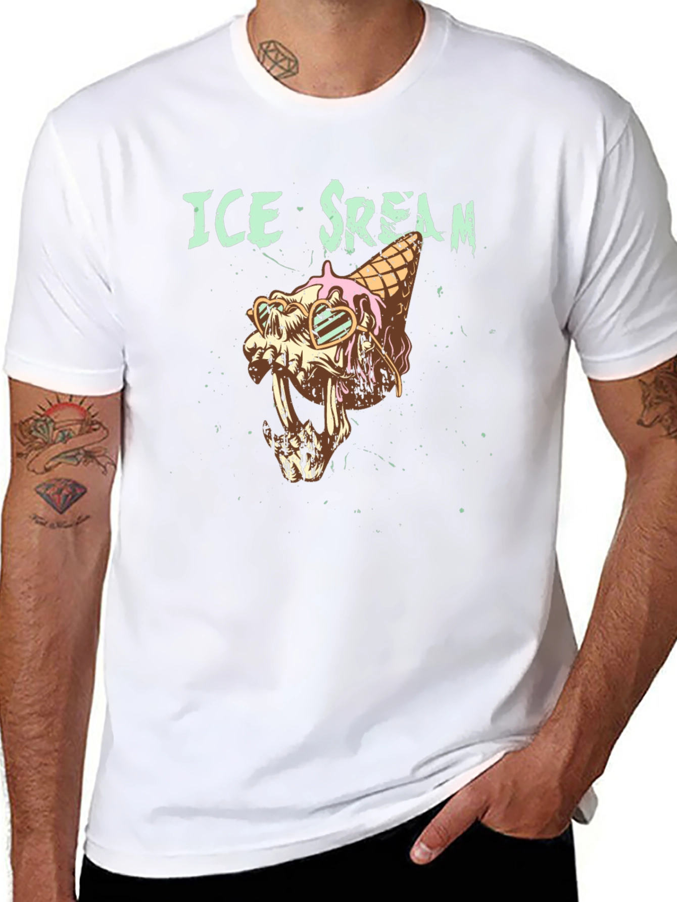 Ice Scream Graphic T-Shirt - Skull Cone Design