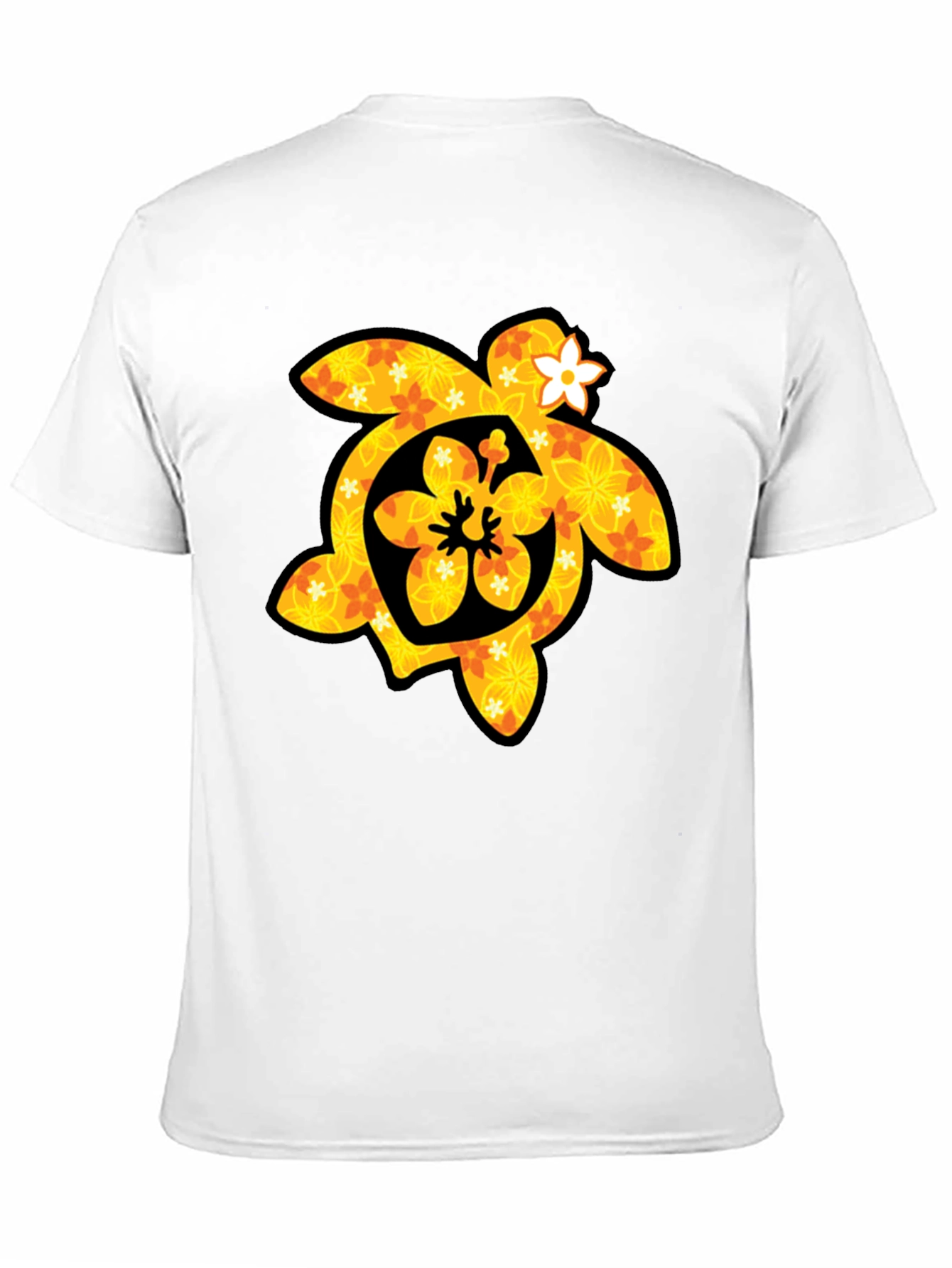 Floral Turtle Graphic Tee - Black Cotton T-Shirt