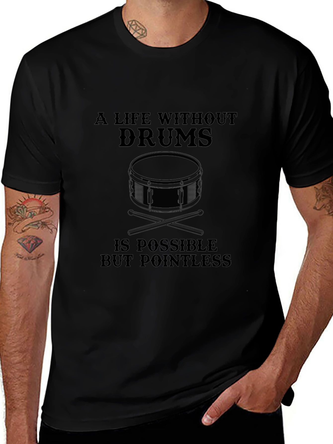 Drummer T-Shirt: A Life Without Drums is Pointless