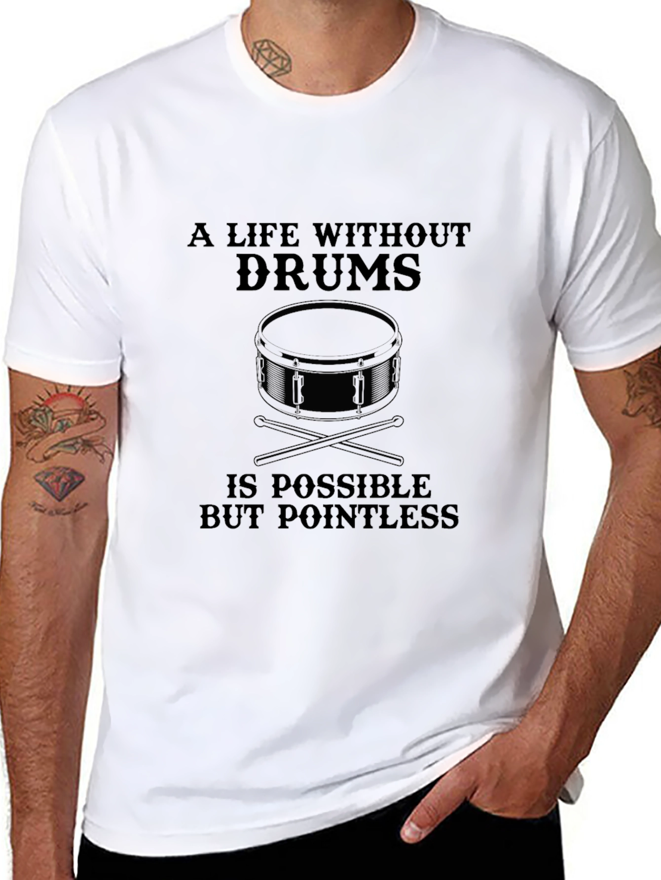 Drummer T-Shirt: A Life Without Drums is Pointless