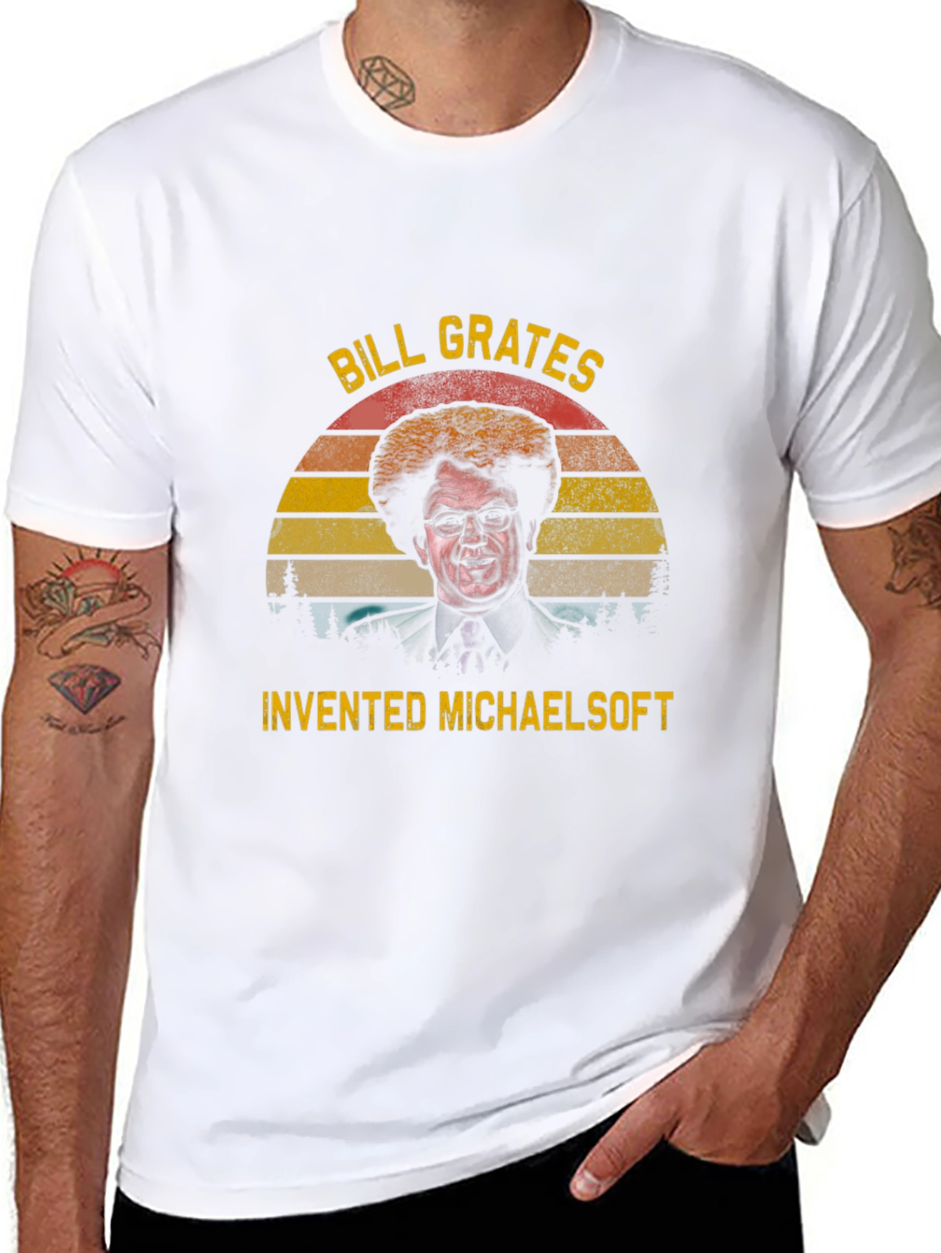 Bill Grates Invented Michaelsoft T-Shirt - Funny Retro Tee