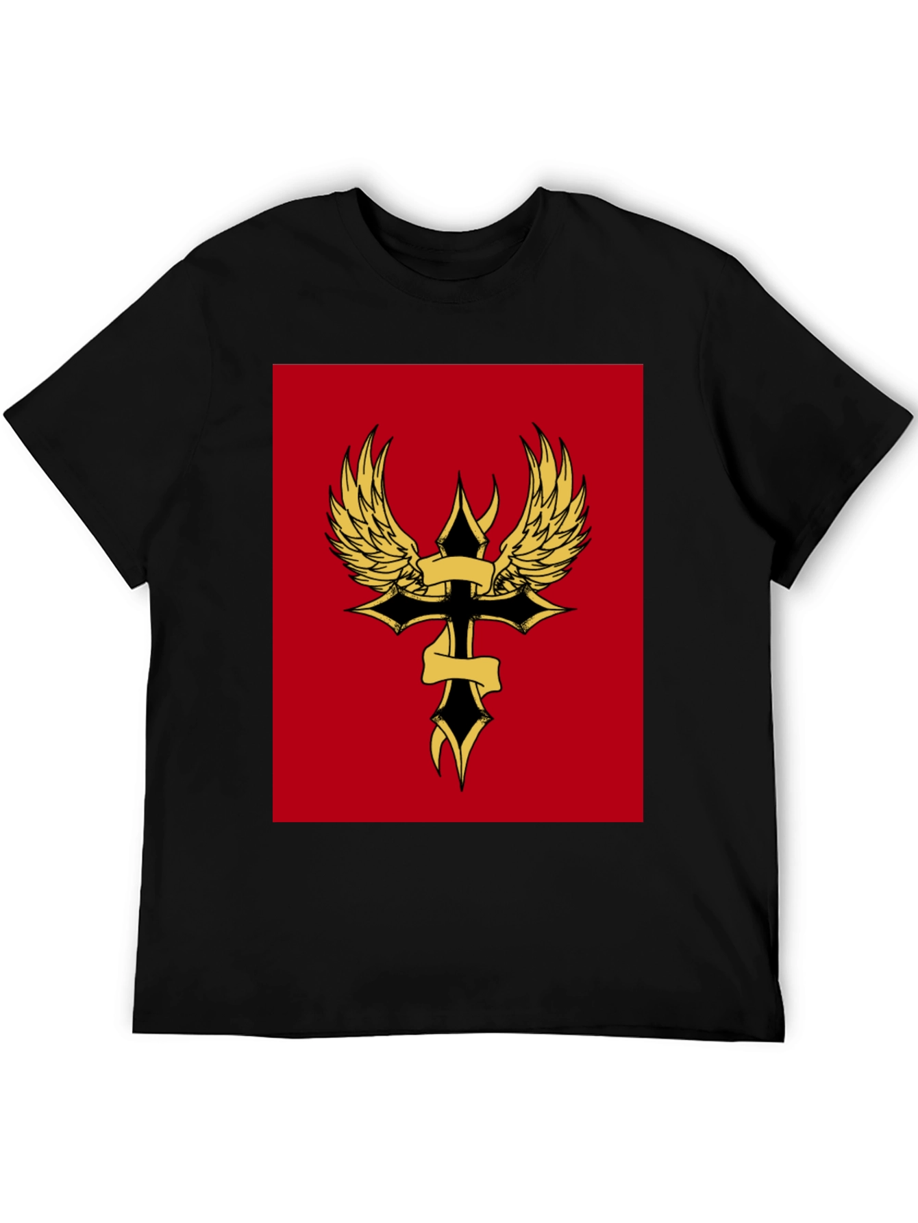 Winged Cross Graphic Tee - Black
