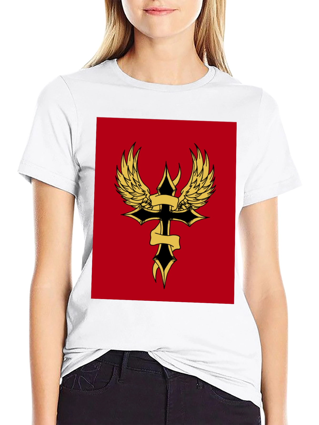 Winged Cross Graphic Tee - Black