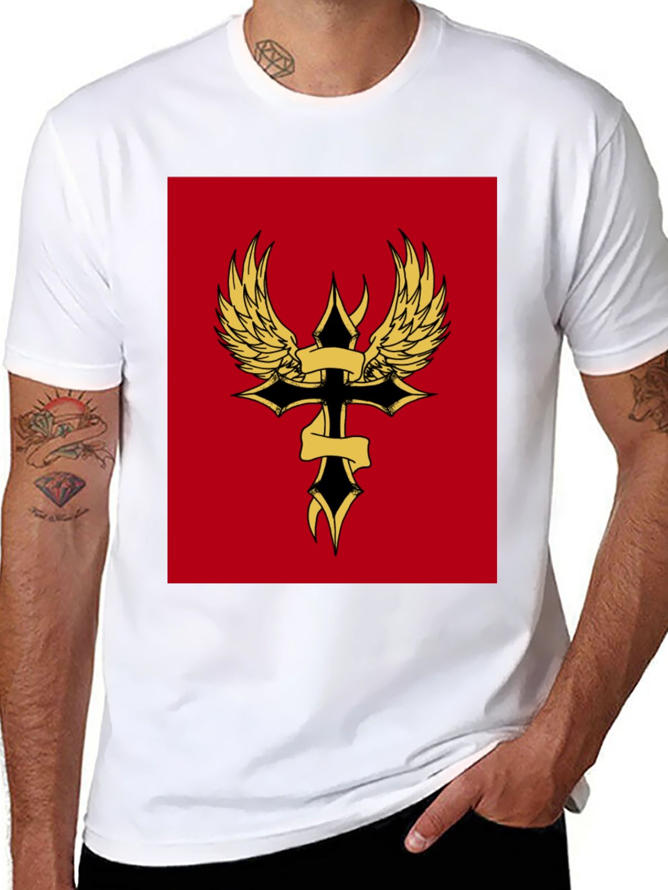 Winged Cross Graphic Tee - Black