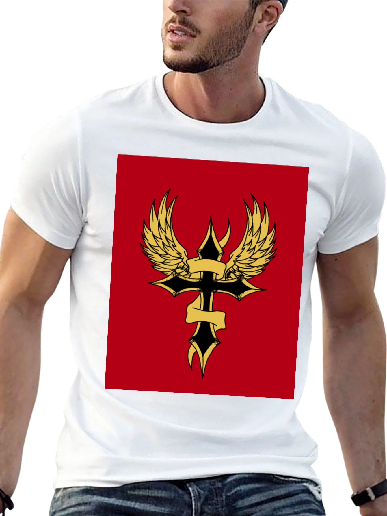 Winged Cross Graphic Tee - Black