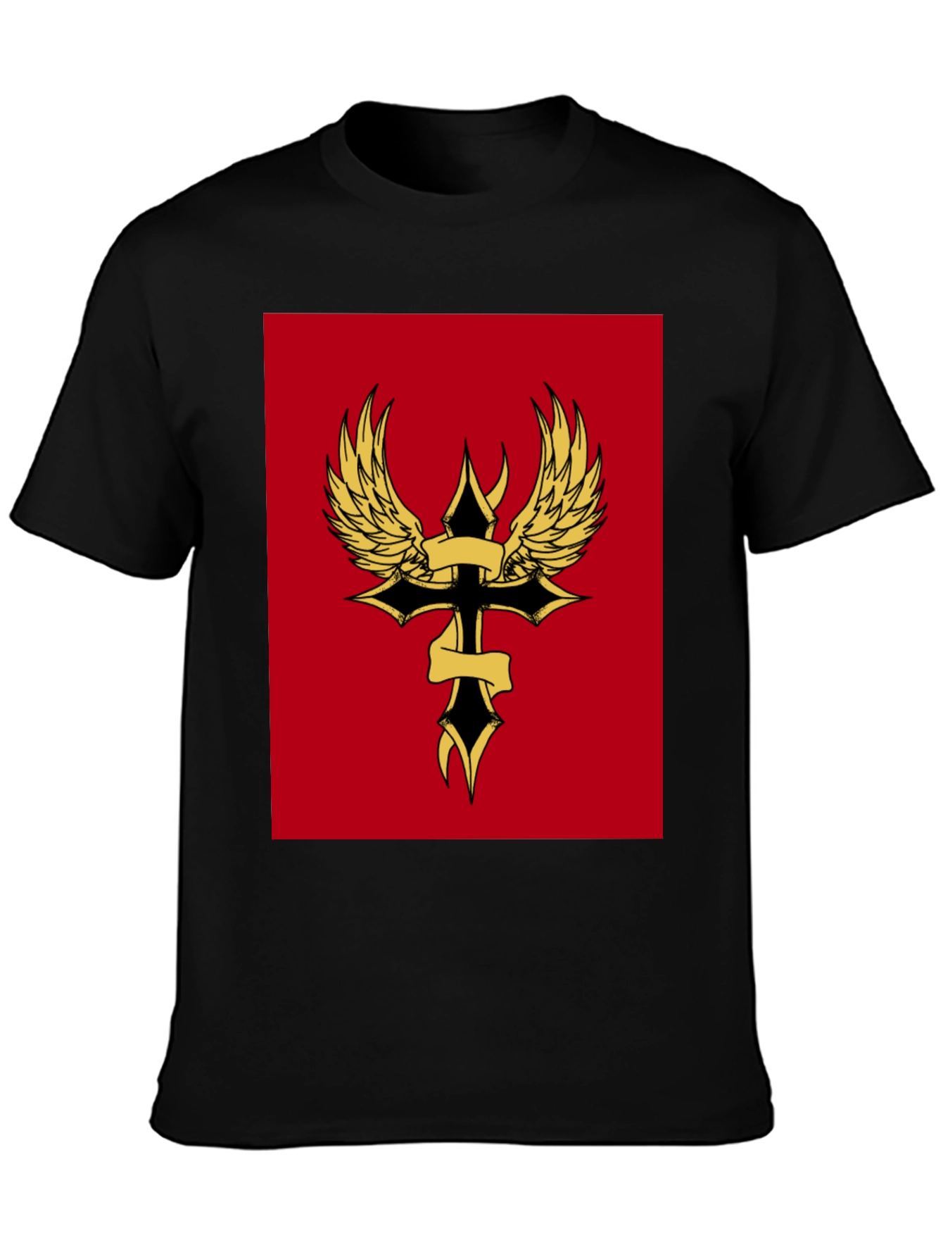 Winged Cross Graphic Tee - Black