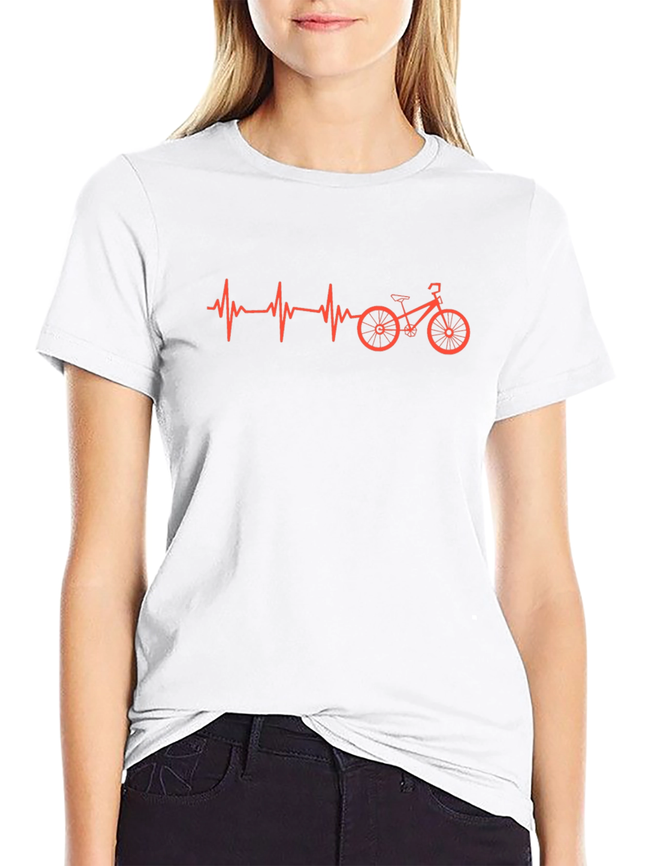 Heartbeat Bicycle Graphic Tee - Cycling Enthusiast Shirt