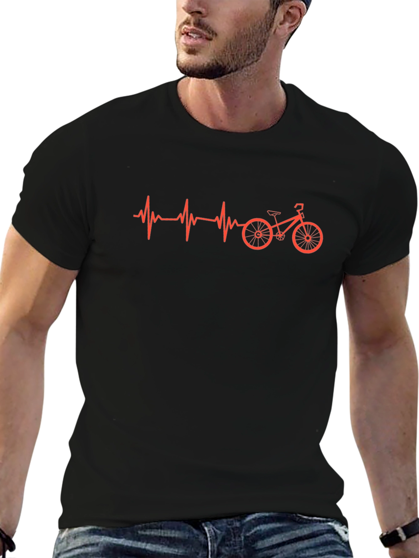 Heartbeat Bicycle Graphic Tee - Cycling Enthusiast Shirt
