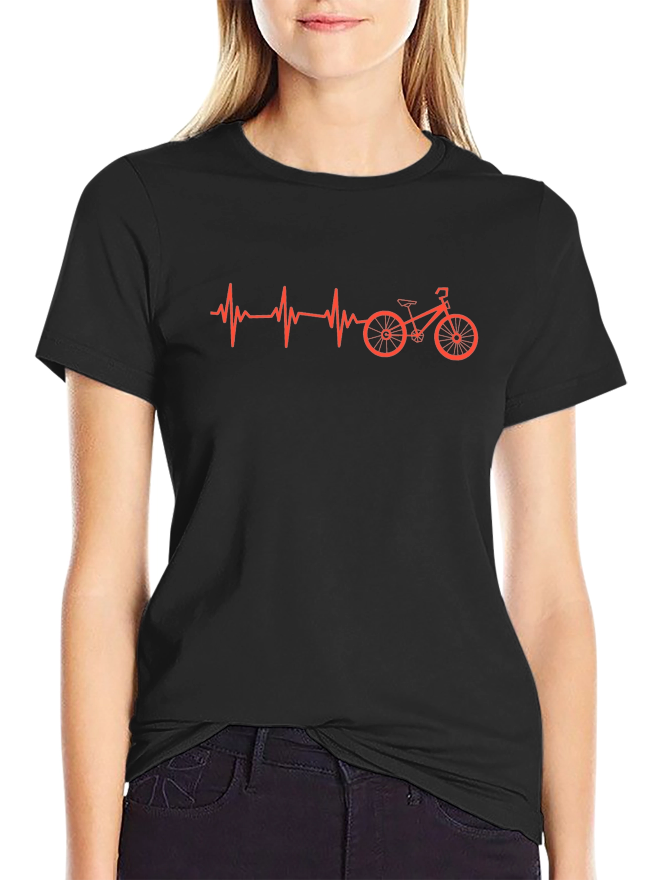 Heartbeat Bicycle Graphic Tee - Cycling Enthusiast Shirt
