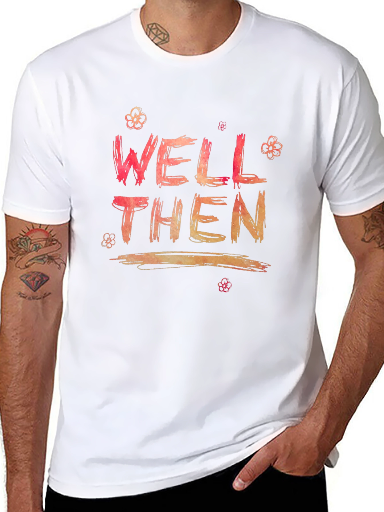 Well Then Graphic Print Black Tee