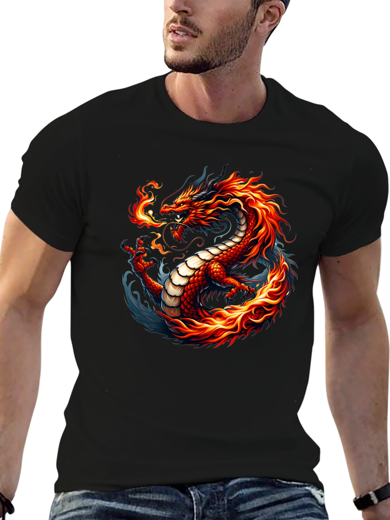 Fiery Dragon Graphic Tee - Bold & Unique