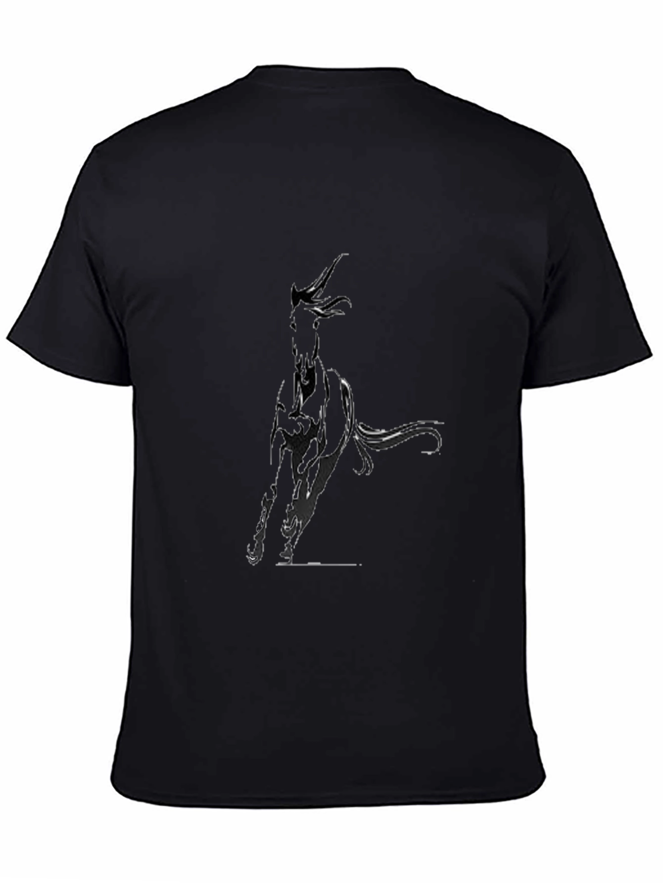 Black T-Shirt with Abstract Dog Design