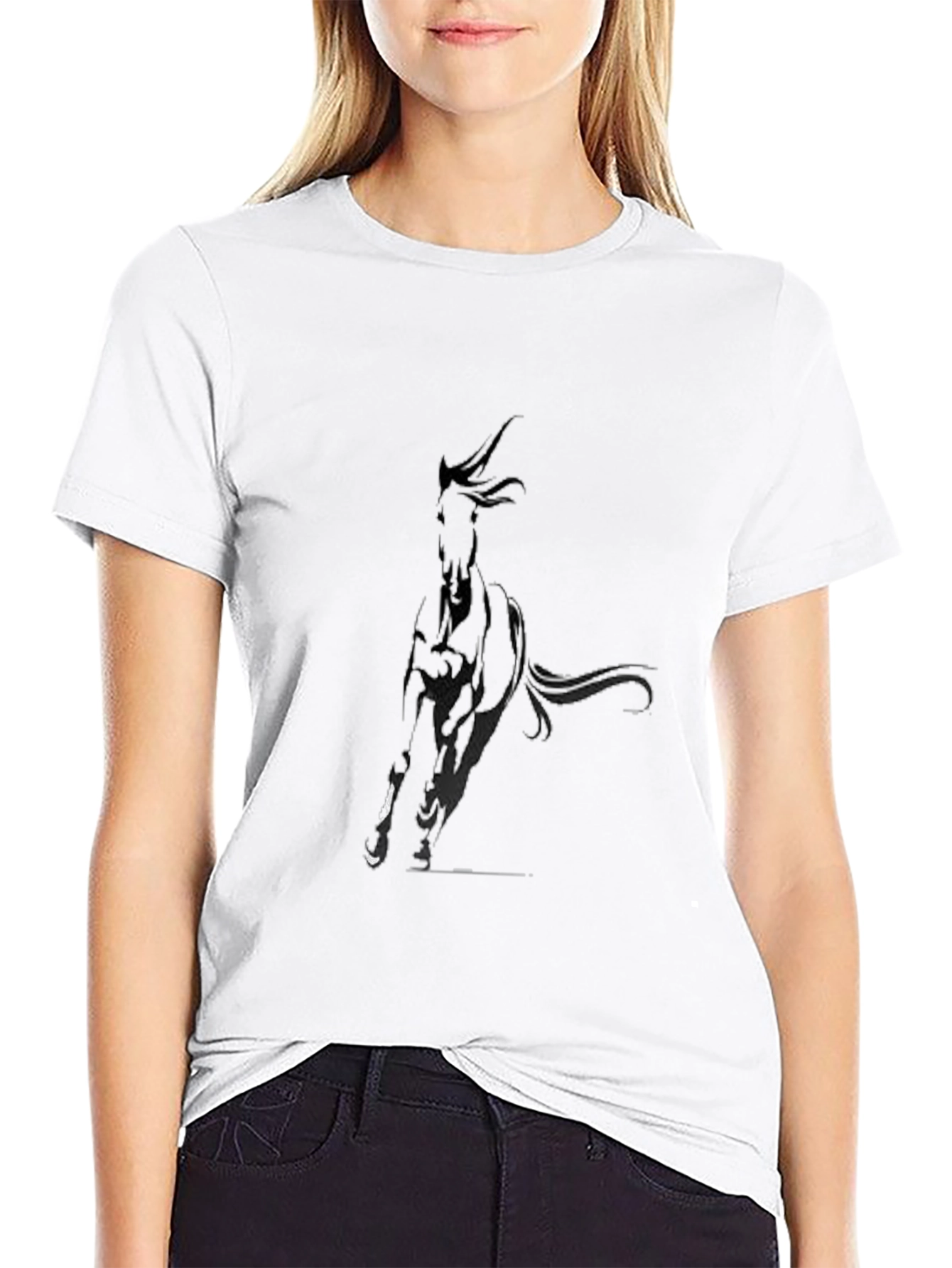 Black T-Shirt with Abstract Dog Design