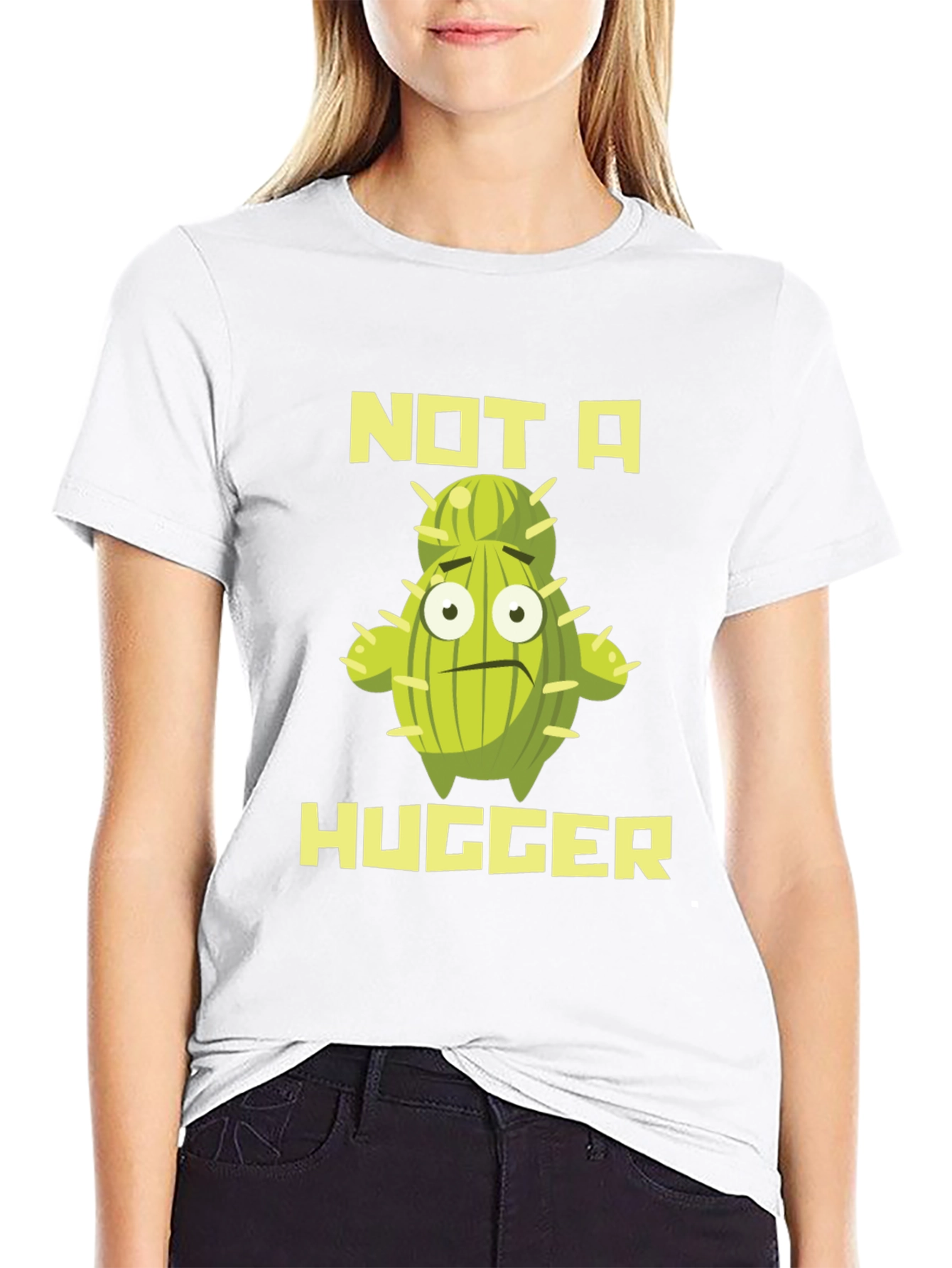 Not A Hugger Cactus Graphic T-Shirt
