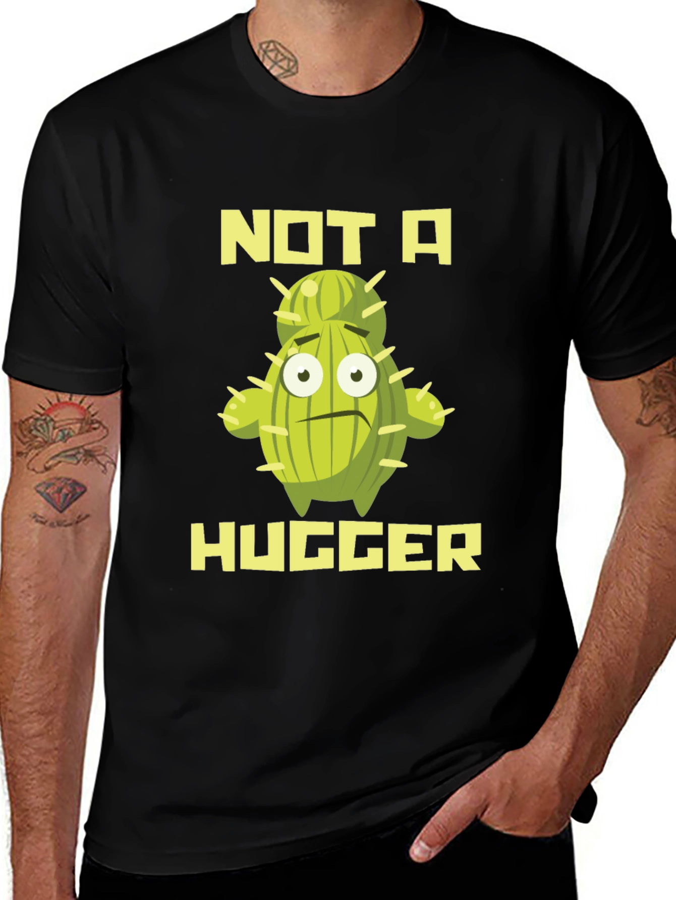 Not A Hugger Cactus Graphic T-Shirt
