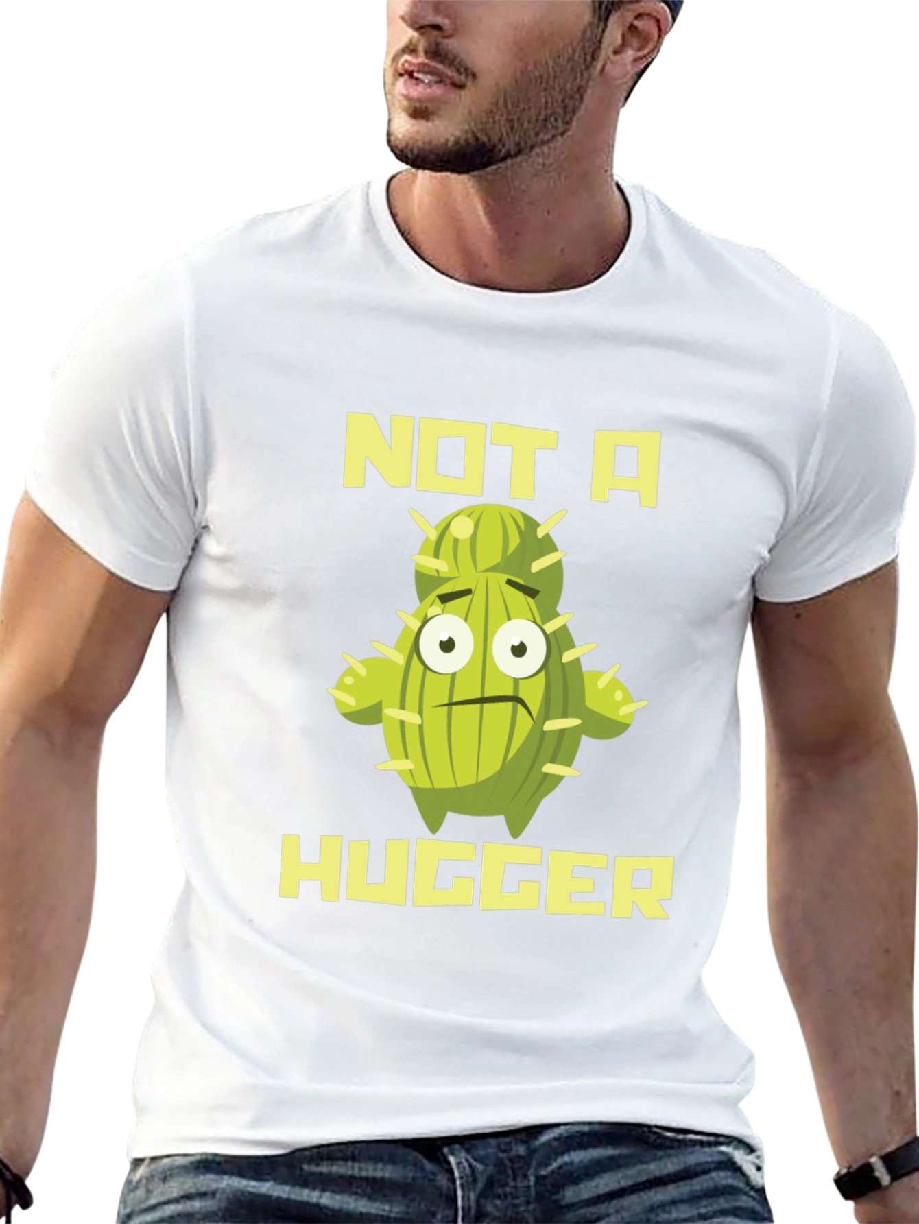 Not A Hugger Cactus Graphic T-Shirt