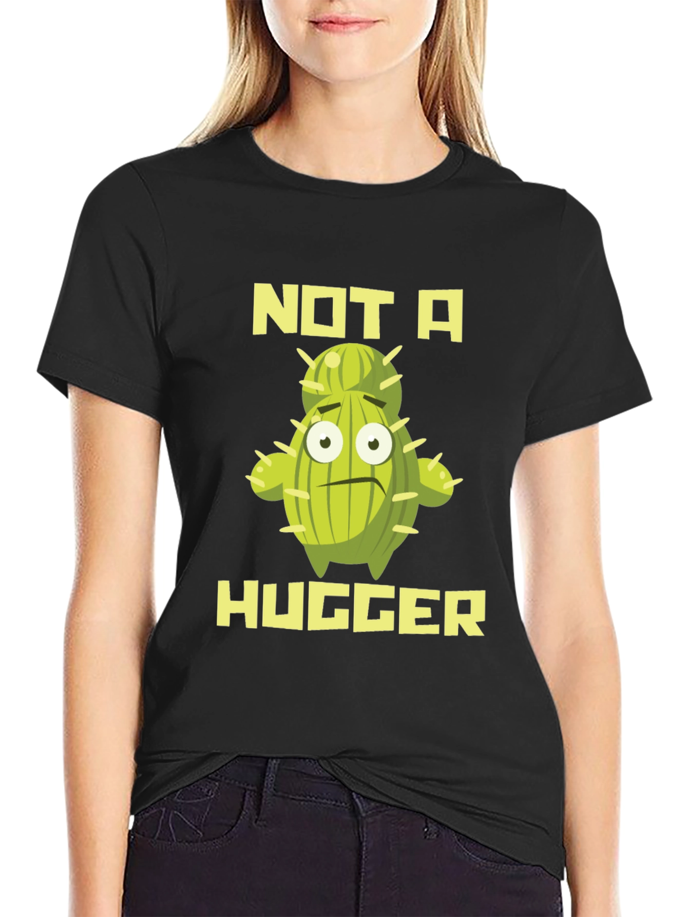 Not A Hugger Cactus Graphic T-Shirt