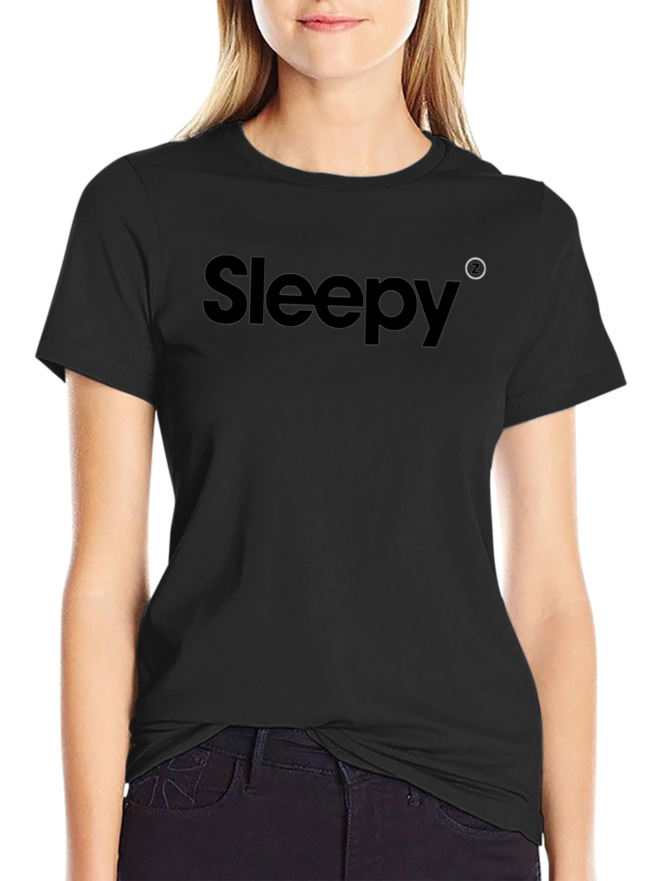 Sleepy Black Graphic Tee - Soft Cotton Comfort